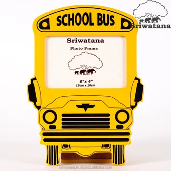School Bus Laser Engraved Wooden Picture Photo Frame Customized Size School Bus Laser Engraved Wooden Picture Photo Frame Customized Size And Color