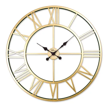 Large Metal Roman Numerals Gold Wall Clock Decorative Large Metal Roman Numerals Gold Wall Clock