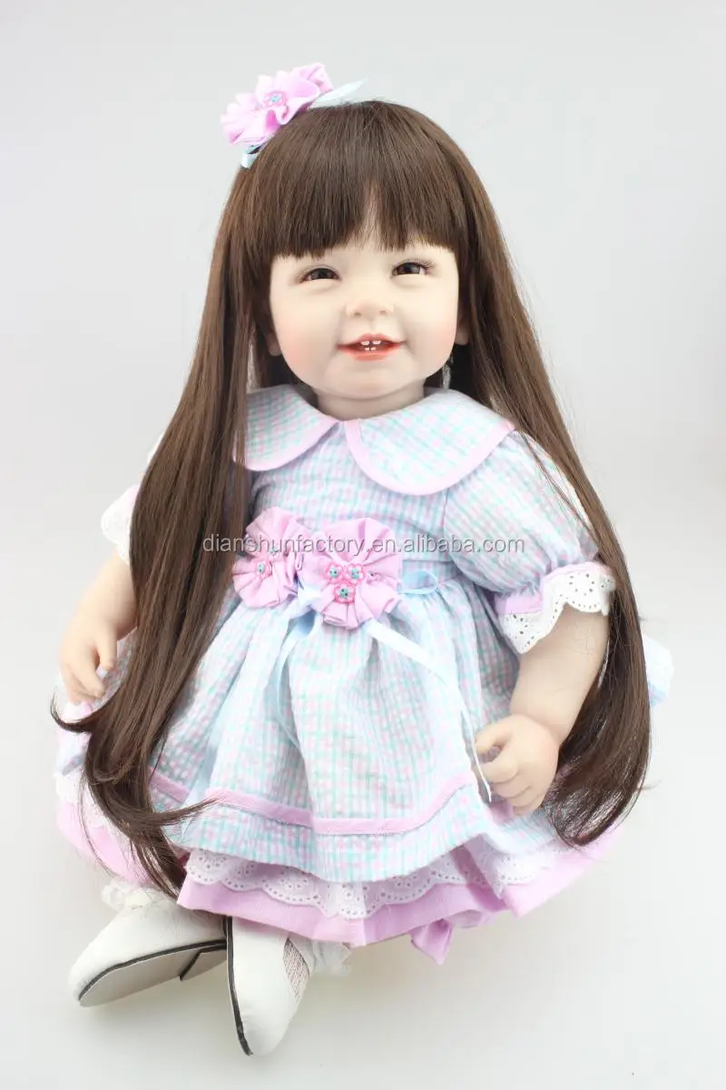 22" Toddler Doll Lifelike Princess Girl Vinyl Long Hair Baby Cute Gift Reborn US 