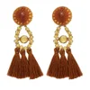 ANUSE-002 New Designs Crystal Tassel Earrings Tiered Thread Tassel Dangle Earrings Statement Layered Tassel Drop Earrings Stud