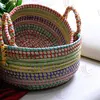 HOT selling seagrass storage basket with plastic string weaving