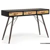 industrial rustic vintage three drawer folding leg console table