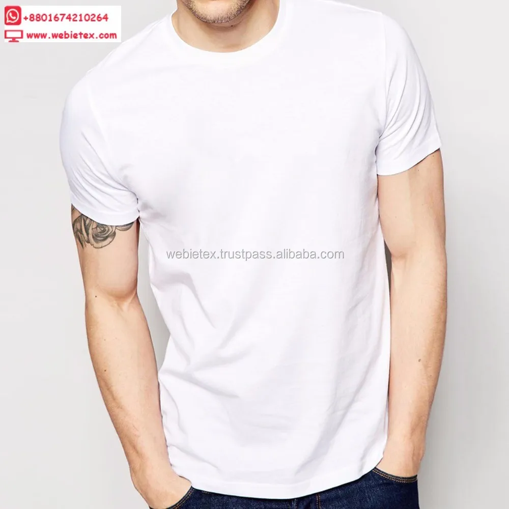 Round Neck Plain White Tshirts For Men,Solid Colour Tshirt Factory