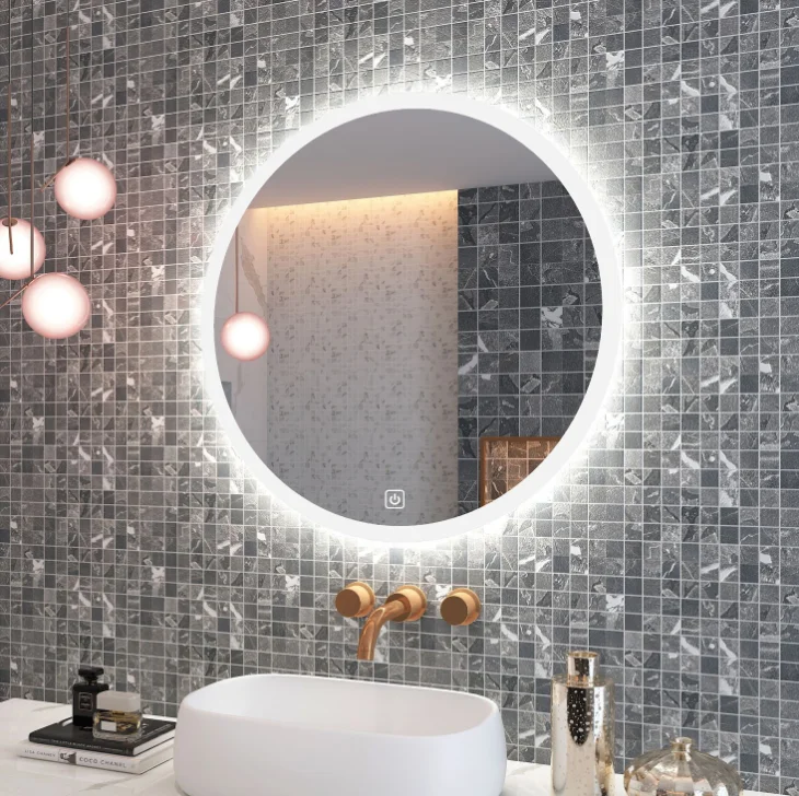 Vanity Wall-Mounted Round LED Anti Fog Mirrors For Bathroom