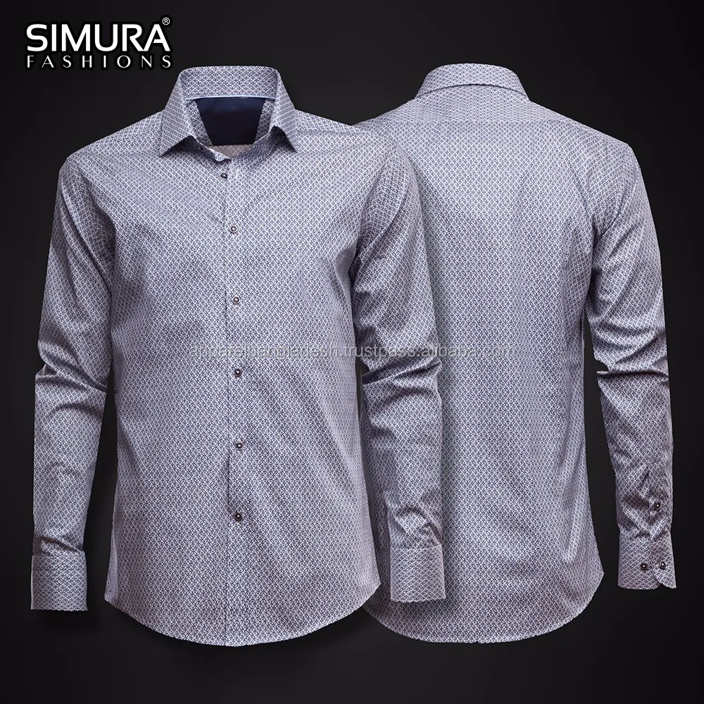 Black Or Any Color Men's Shirts Slim Fit Long Sleeve Check Printing ...