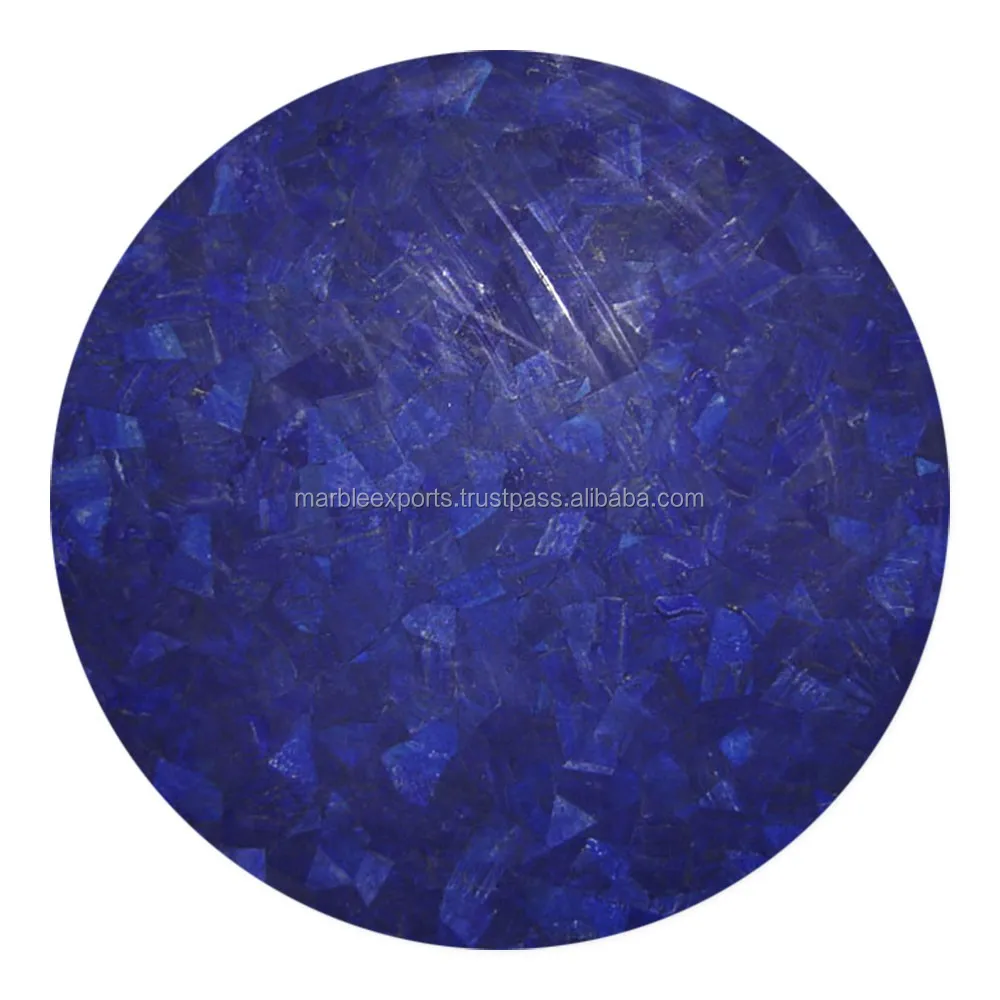 Lapis Lazuli Table Top Overlay Back On Marble,Semi Precious Stone Table