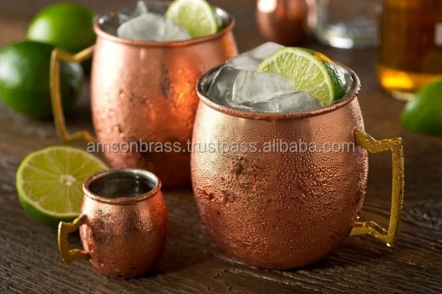 Metal Brass & Copper Drinkware Moscow Mule Mug New Design Decorative Footed Copper Mug