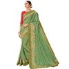 Designer Green Patch Border Party Wear Saree