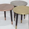 Metal Fitted Round Top Indian Coffee Table