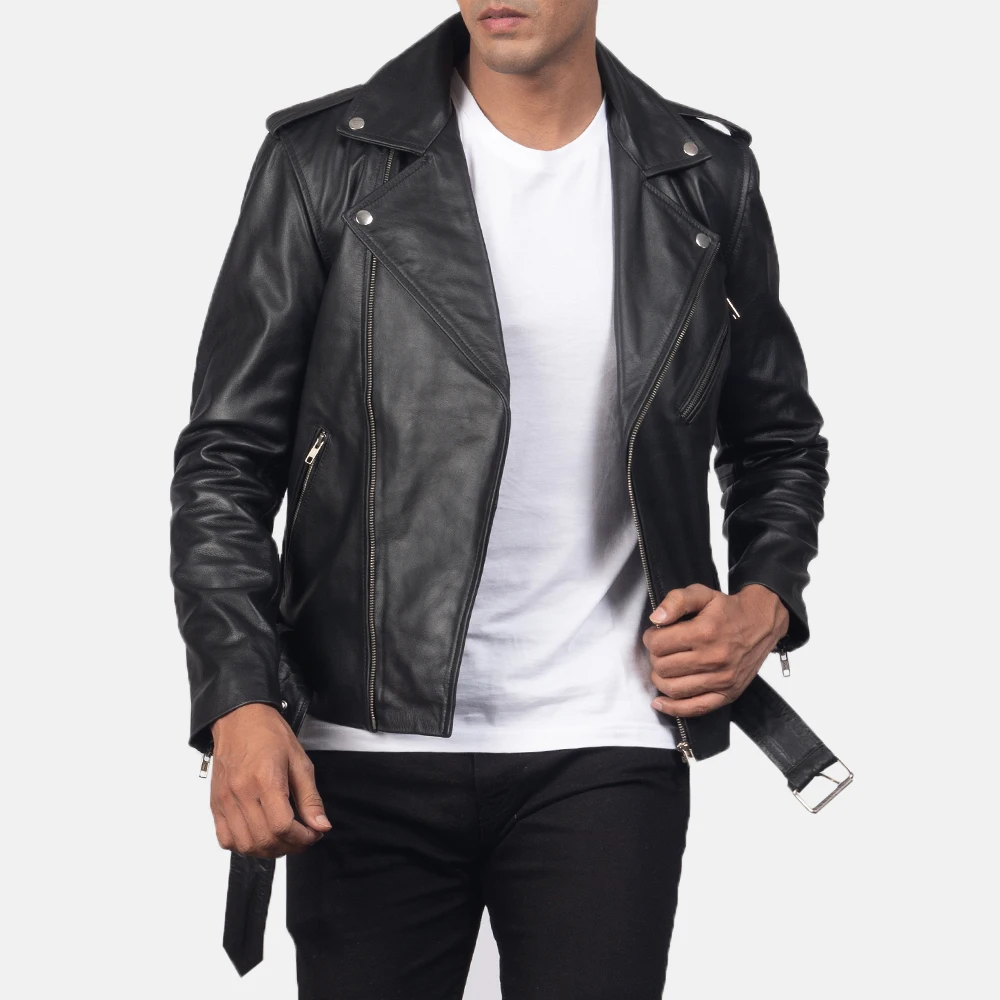 stylish black leather jacket