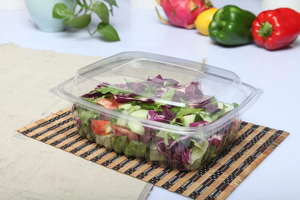 Food Grade Pet Salad Fruit Disposable Bowl Tray Set With Plastic Lid