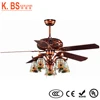 Decorative Gorgeous Tiffany Design Fan Flower Glass Lamp Hand Pull Chain Ceiling Fan With Light
