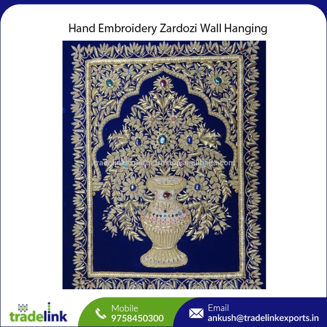 Indian Jewel Wall Hanging Gold Zardozi Buy Zardozi Wall Hangings,Jewel Carpet,Jewel Zari