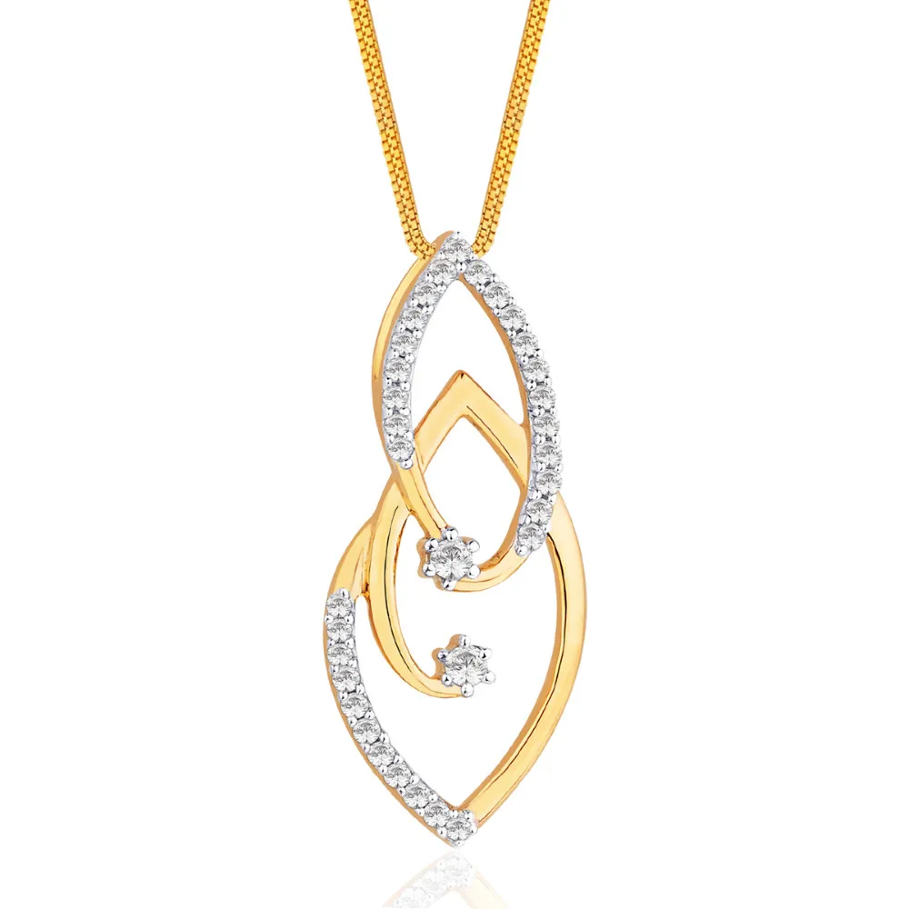 Real Diamond Beautiful Designer Pendant Without Chain In Yellow Gold