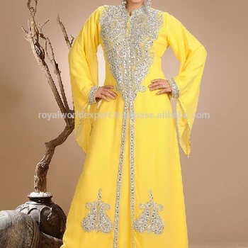 Muslim Bridal Wear Moroccan Wedding Kaftans Gorgeous Yellow White
