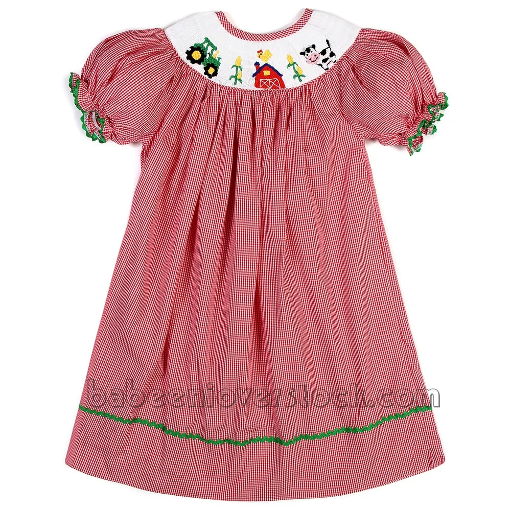 Tractor And Farm Animals Smocked Girls Outfits Clothing - Buy Girls ...