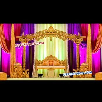Mehndi Stage With Swing Jhoola,Brass Metal Wedding Golden Swing,Different Style Wedding Swings Manufacturer , Buy Indian Wedding Swings,Sankheda