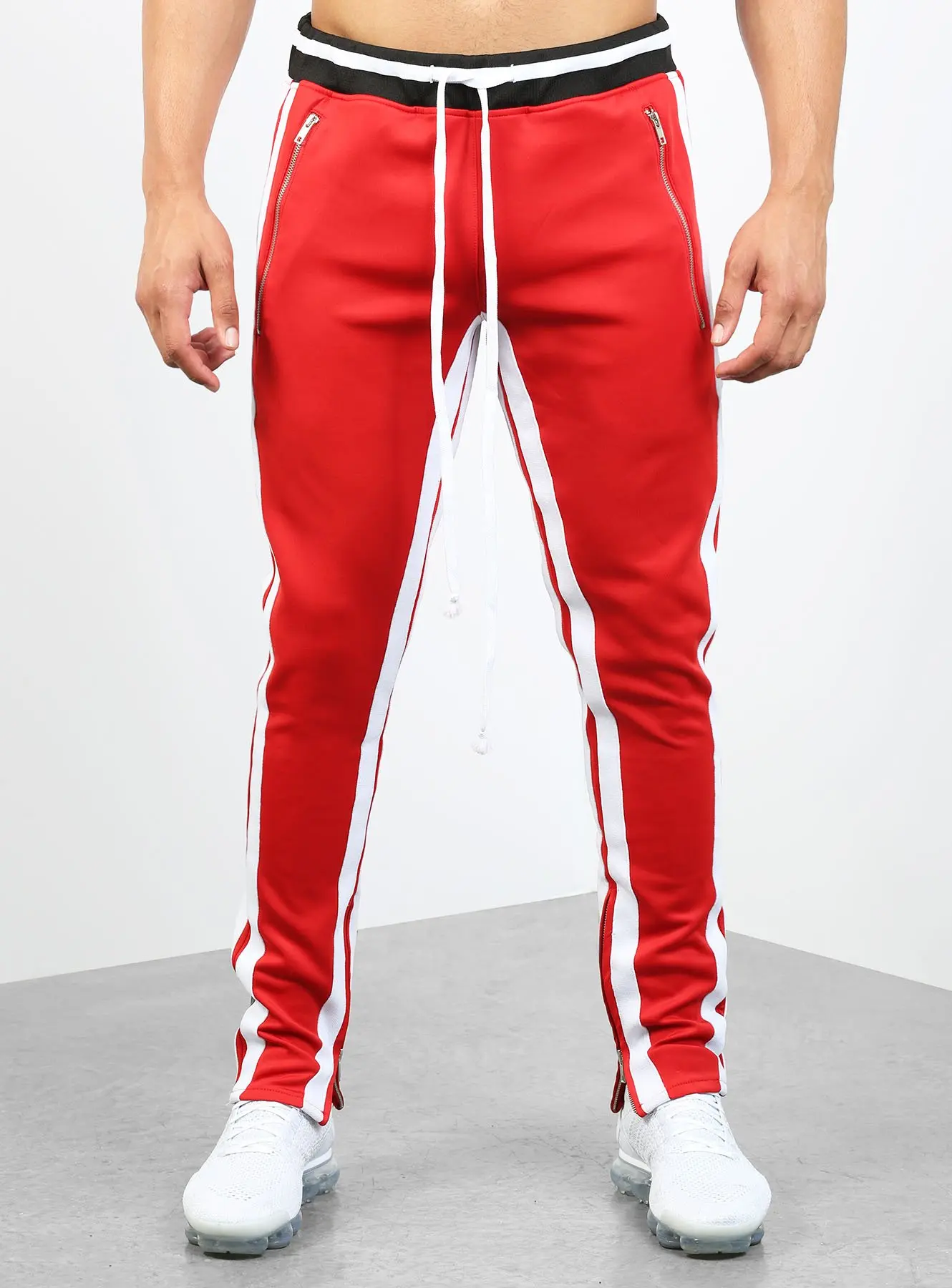 men's track jeans with stripe