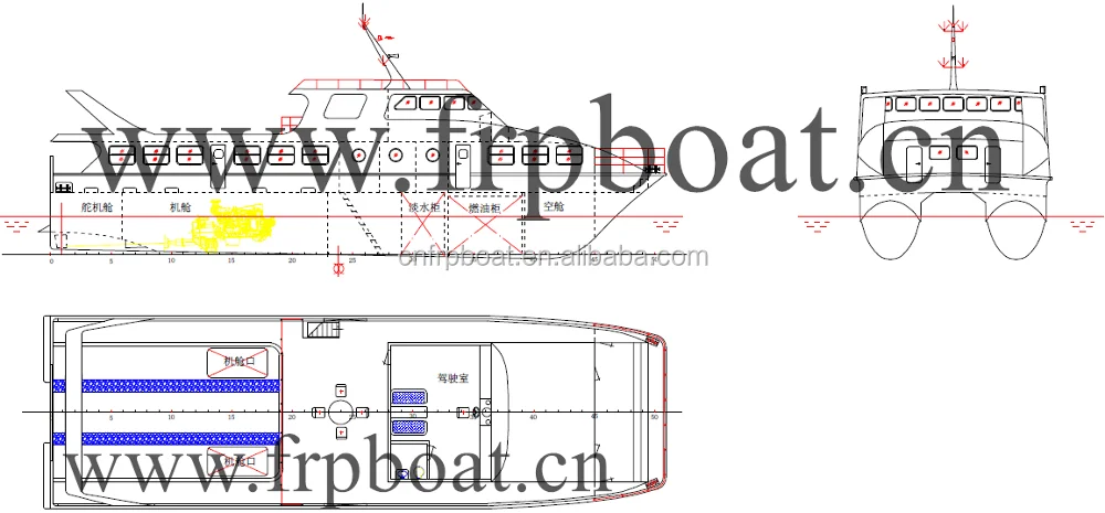 69ft 88 persons fiberglass/steel/aluminum hull ferry yacht