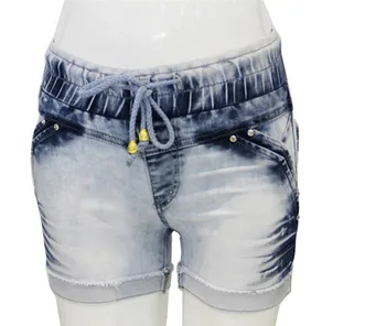 elastic jean shorts womens