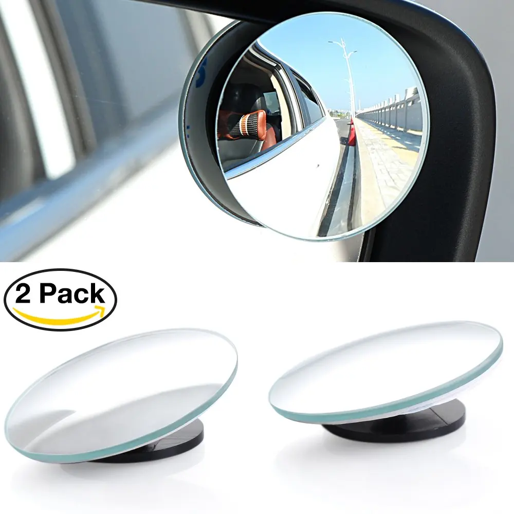 2Pcs Silver Tone Car Round Convex Wide Angle Blind Spot Rear View Mirror 2/" Dia