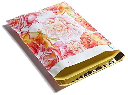 Poly Mailers Watercolor Blossoms Designer Mailers Shipping Envelopes Pink & Yellow Custom Bags #SmileMail (100 10x13)