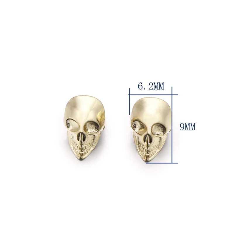 Wholesale fashion sewing shank gold metal skull shape buttons for garments