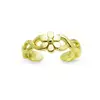 Yellow Gold Flashed 925 Sterling Silver Inspired Big Petal Flower Band Adjustable Toe Ring