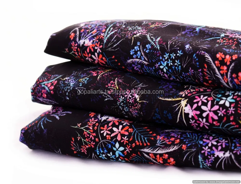 印度手工多色花艺设计粘胶人造丝面料女性时尚材料连衣裙缝纫工艺