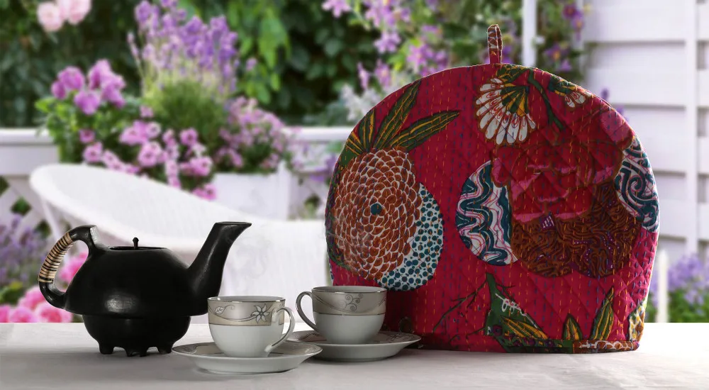 fruit printed kantha work kint cotton cozy teapot cosy