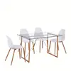 china market 2018 Hot selling dining room furniture modern simple dining table set group toughened glass dining table set
