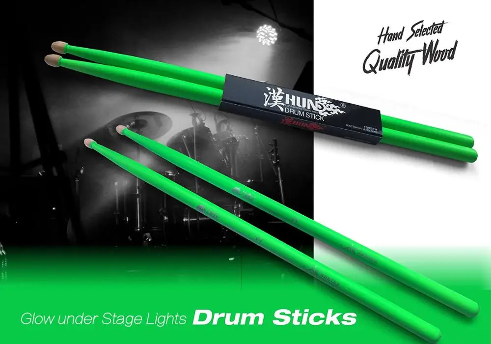 OEM instruments musical wholesale high quality Glow 5A 7a 2b Hickory Drum Sticks