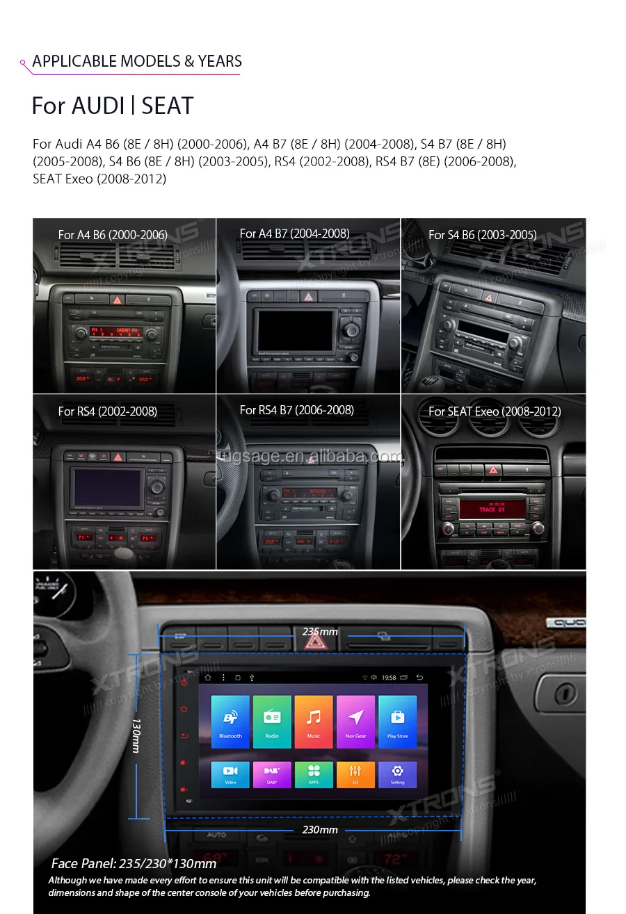 Xtrons 8 Android 8 1 1 Din Auto Radio Audio Fur Audi A4 B6 S4 Rs4 Mit Lenkrad Control Buy Auto Radio Audio Fur Audi A4 Auto Audio Autoradio Android