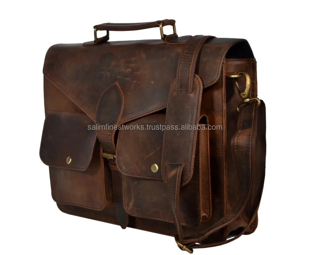 Vintage Leather Cross-body Messenger Satchel Bags Business Work Laptop