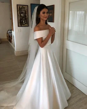 plain white satin wedding dress