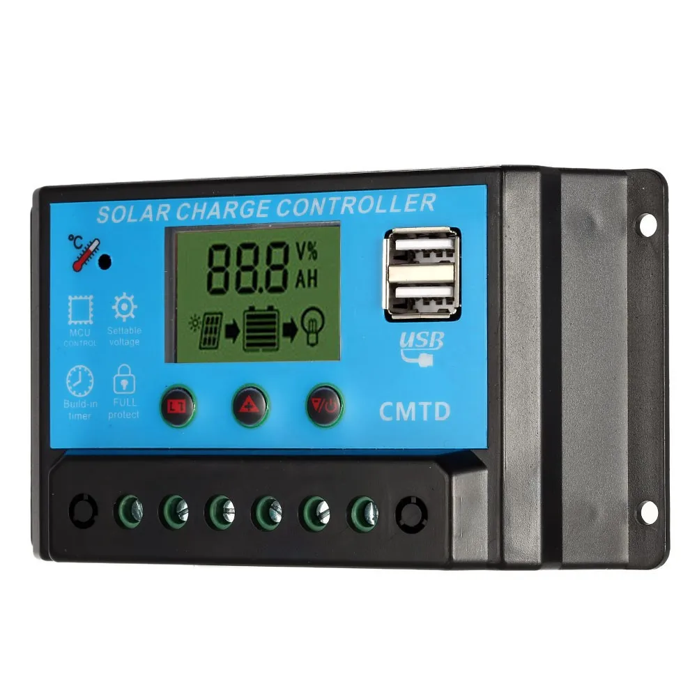 Anself 10A 12.6V LCD Solar Charge Controller PWM Charging Regulator for Solar Panel Lithium Battery Lamp Overload H16969-1