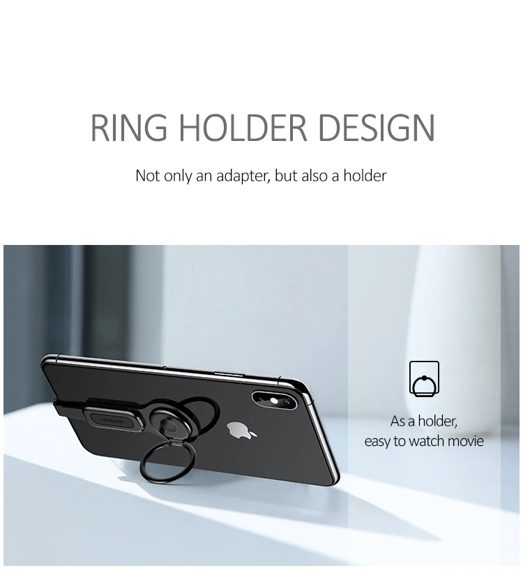 USAMS US-SJ274 AU06 Dual Port Ring Holder USB Adapter For iphone