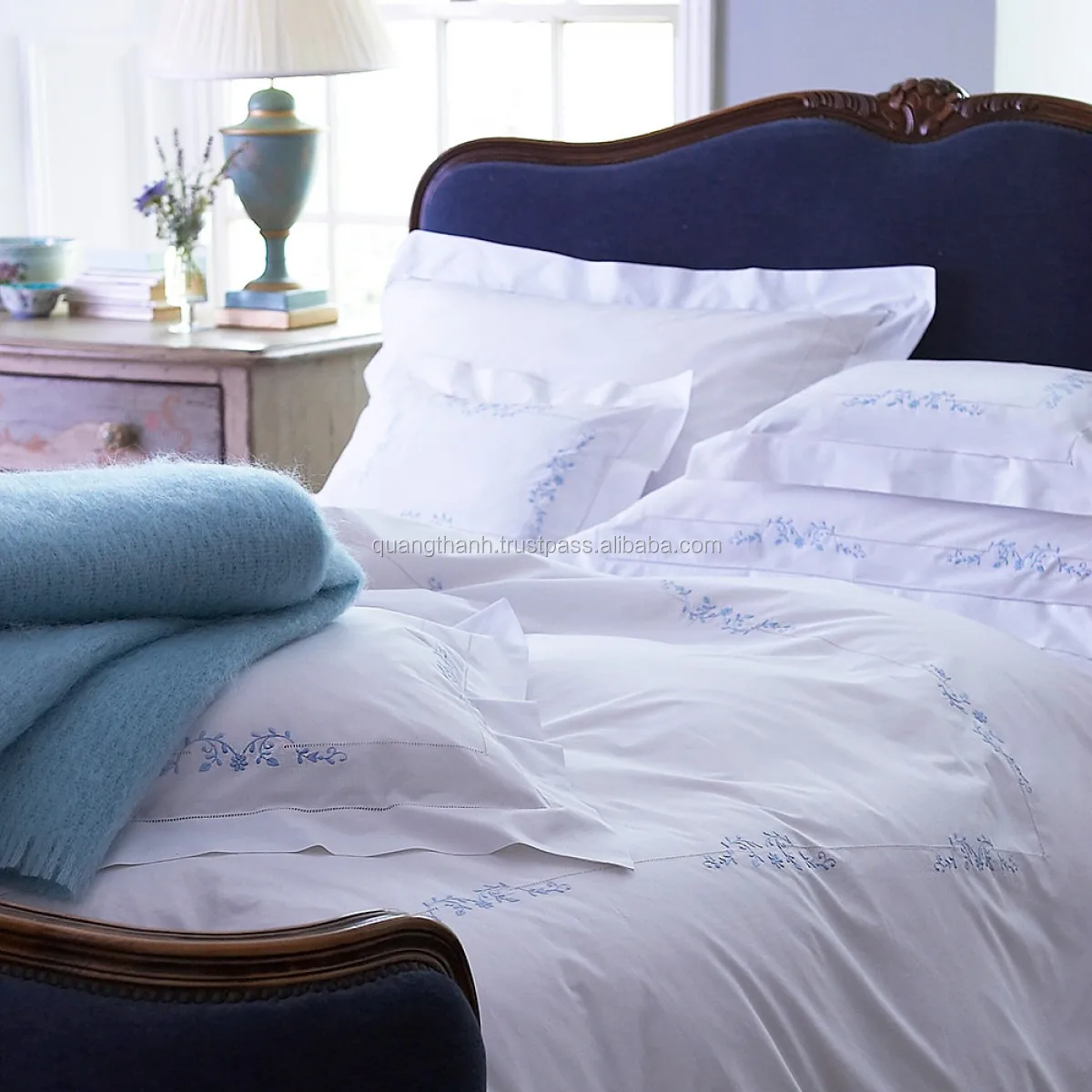 Hand Embroidered Classic Light Blue Duvet Cover Set Buy