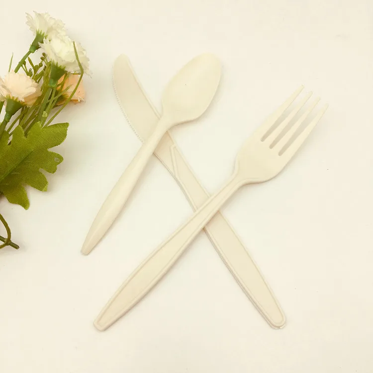 Cornstarch Material Biodegradable Utensils Sets Knife Fork Spoon Buy