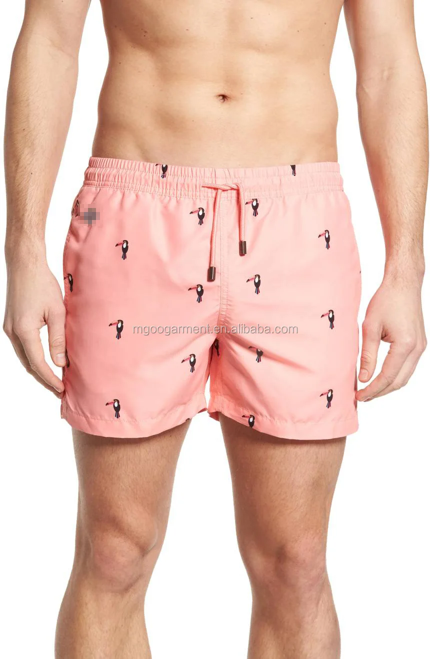 Men Split Hem Swimwear 100 Polyester Swim Shorts Slim Fit Swim Trunks