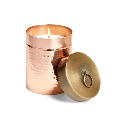 Hammered Round Copper Candle Jar With Metal Lid For Soy Wax Wedding