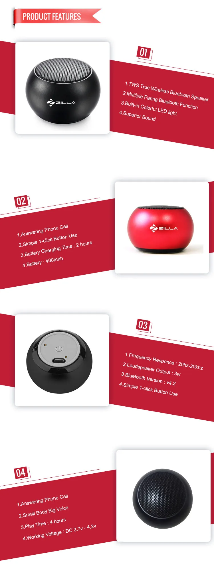 Zilla Mini Wireless Speaker with Multiple Speaker Wireless Pairing Function - ANKUX.COM