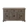 Rustic Solid Wood Buffet Three Doors Three Drawers Sideboard Mango wood distressed finish storage cabinet lacquered