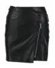 Wholesale Women A Line Black Short Faux Leather Mini Skirt