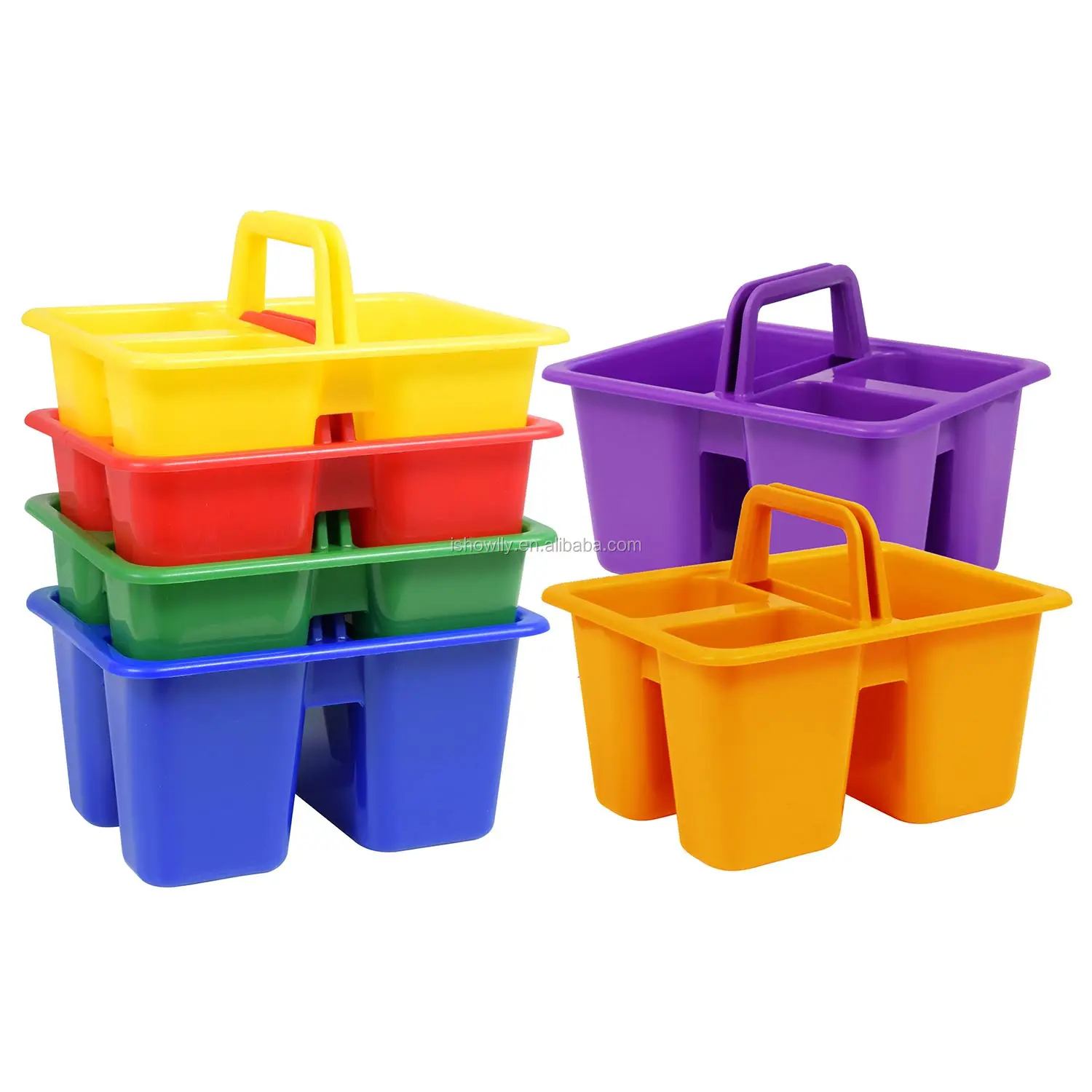 Colorful Plastic Craft Caddies With Handles Multipurpose Mini Desk