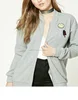 Heather ed embroidery Patch Bomber Jacket ladies women fresh good