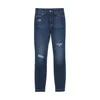 Women's 5-pocket, ankle-length jeans in washed stretch denim with high waist, zip fly with button in stock item Bangladesh