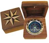 Nautical Brass Collectable Floating Compass Fitted in Hardwood Box CHCOM330