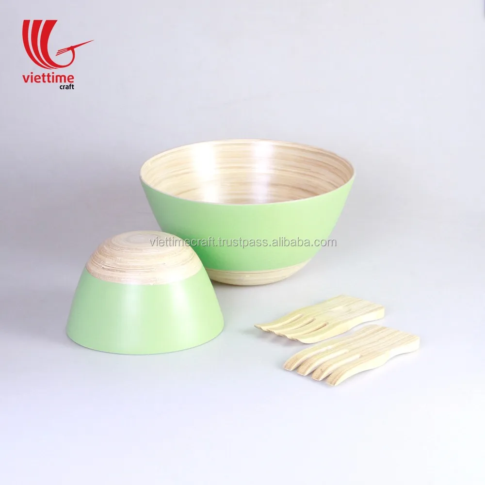 Bamboo Bowls And Spoon Set/ Ecofriendly Spun Bamboo Salad Bowls Buy