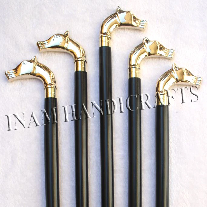 ONLY HANDLE silver Vintage Walking Cane Stick Handle Brass Design Handmade